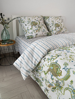Комплект постельного белья2спDE'NASTIA(пододеяльник175х210см простыня215х240см наволочки70x70см-2шт)BotehОгурцы/Полоска белый/зеленый/синийЖатыйХлопок 000000000001227509