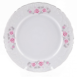 Сервиз столовый 24 предмета CMIELOW Рококо Бледная роза отводка платиной фарфор 000000000001214843