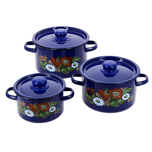 Набор посуды СТАЛЬЭМАЛЬ (1,5л+2,9л+3,9л) цилиндрическая форма эмалированная сталь 000000000001114769