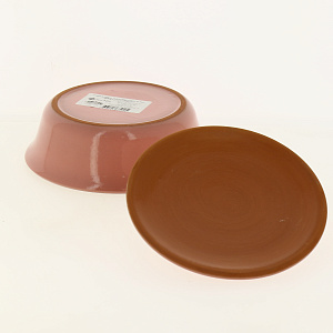 Салатник 500мл ПОСУДА ЦЕНТР с крышкой розовый керамика 4205 000000000001182196