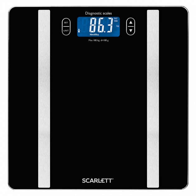 Весы напольные электронные "Scarlett", Мах вес 180кг, измерение веса, уровня жира и воды в организме, жидко-кристаллический дисплейS 000000000001192831