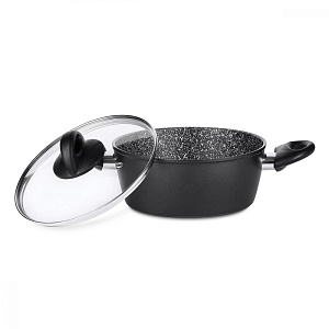 Кастрюля из кованного алюминия с антипригарным покрытием, стеклянная крышка, подходит для индукции 4л SIGNATURE Moulin Villa SGС-24- 000000000001198319