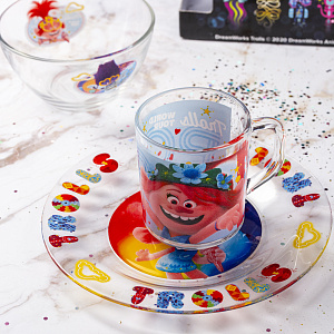 Набор детской посуды 3 предмета ND PLAY Поп Тролли 2 стекло 000000000001203145