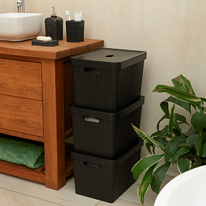 Ящик 20л 38х27х24,9см ECONOVA VELVET черный пластик 000000000001223399