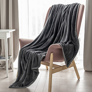 Плед 150x200см DE'NASTIA Тедди серый полиэстер 000000000001200527