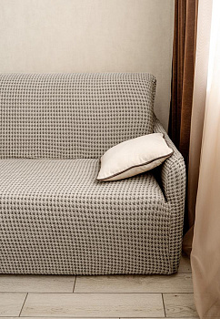 Чехол на диван 185x80x45см LUCKY Гусиные лапки молочный полиэстер 000000000001216957