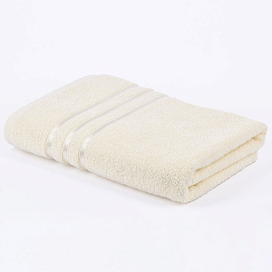 Полотенце махровое 70х130см СОФТИ бордюр 3 полоски молочный хлопок 100% 000000000001212211