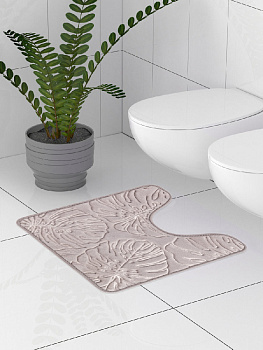 Коврик для туалета 50x50см DE'NASTIA ТРОПИКИ memory серый полиэстер 000000000001207520