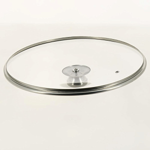 Крышка 32см TIMA круглая НЖС ручка металлический обод стекло 000000000001200712