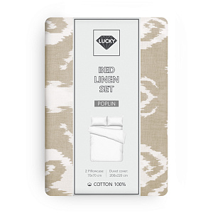Комплект постельного белья Евро LUCKY АЗИЯ (пододеяльник, наволочки 70х70см-2шт) бежевый поплин хлопок-100% 000000000001216016
