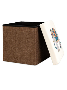 Пуфик куб 35х35х35см складной этно слон бежево-коричневый лен 000000000001226421