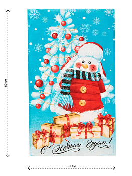Полотенце кухонное 35х60см Новый год 150гр в ассортименте рогожка хлопок 000000000001229038