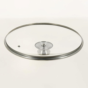 Крышка 28см TIMA круглая НЖС ручка металлический обод стекло 000000000001200710