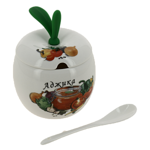 Баночка для аджики 9,7х9,7х7,7см LARANGE с ложкой фарфор 000000000001091225