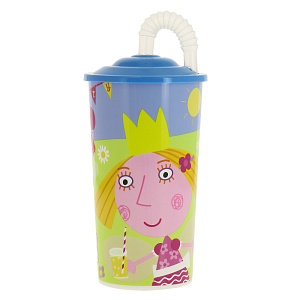 Бокал с крышкой и трубочкой Бен и Холли, 450мл, пластик 000000000001171351