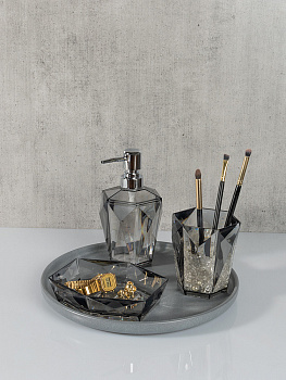 Мыльница 14,5x11,5x3,6см DE'NASTIA CRYSTAL серый акрил 000000000001228362