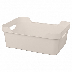 Ящик 38х27,6х14см 12л ECONOVA LUXE универсальный с крышкой светло-бежевый пластик 000000000001206123