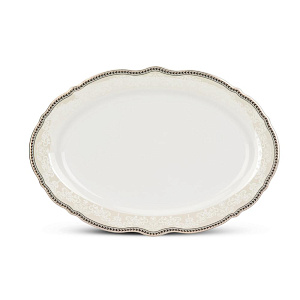 Набор столовой посуды 20 предметов Stephanie (обеденная-6шт/десертная-6шт/суповая-6шт/блюдо овальное-1шт/салатник-1шт) с перламутром золото фарфор 000000000001223876