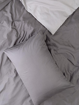 Пододеяльник 175x210см DE'NASTIA NEW сатин 2х-сторонний светло-серый/серый хлопок 000000000001215772