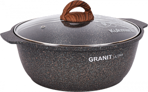 Кастрюля-жаровня 4л KUKMARA Granit Ultra Original стеклянная крышка антипригарное покрытие литой алюминий 000000000001204823