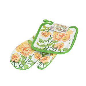 Набор прихватка и рукавица Розы Фото-графика Мультидом, хлопок, 2 предмета 000000000001133603