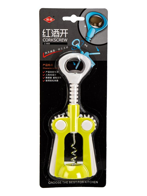 Штопор 18х7см в ассортименте нержавеющая сталь/полипропилен 000000000001229421