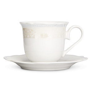 Пара чайная 280мл/блюдце Stephanie с перламутром серебро фарфор 000000000001219801