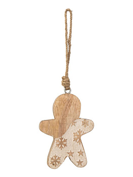 Декоративное украшение 6х1,5х8см DE'NASTIA Пряник  белый дерево манго 000000000001229672