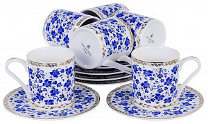 Набор кофейный фарфор 12шт 6 чашек 100мл+6 блюдец подарочная упаковка БЭЙ BALSFORD 146-30004 000000000001193952