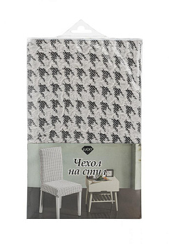 Чехол на стул 40x40x45см LUCKY Гусиные лапки белый/серый полиэстер 000000000001216956