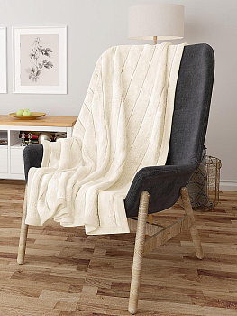 Плед DE'NASTIA Кролик с полосами 200х220 100%полиэстер белый T040149 000000000001200631