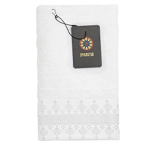 Полотенце 70x130см DE'NASTIA НЕЖНОСТЬ белый/серебряный хлопок 100% 000000000001219495