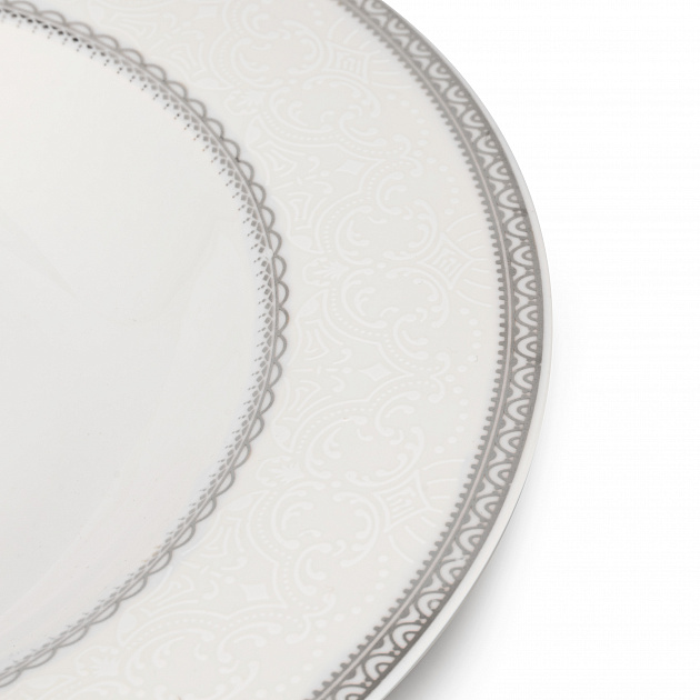 Тарелка суповая 22см Анжелика с серебром фарфор 000000000001219768