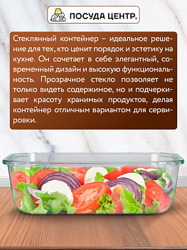 Контейнер 1,04л 20,7х15,4х7см прямоугольный синяя крышка боросиликатное стекло 000000000001220357