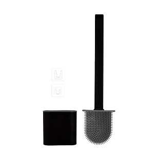 Ершик для унитаза 37х10х4см LUCKY с держателем плоский черный пластик/силикон 000000000001223030