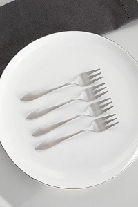 Набор вилок десертных 4шт DE'NASTIA Этерна серебристый сатин нержавеющая сталь 000000000001229644