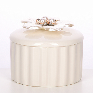 Шкатулка декоративная 7х7х5см белый/жемчуг керамика 000000000001210761