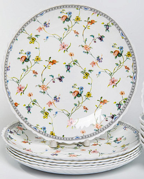 Набор столовый 19 предметов OLAFF ЗИРАНА (тарелки: 19см-6шт, 24см-6шт, салатники: 650мл 17,5см-6шт, 1,5л 23см-1шт) опал 000000000001211225