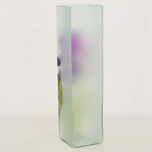 Ваза стеклянная с ручным витражным рисунокм, Форма вазы квадрат высотой 40 см.  6360/400/vtr044 000000000001191023
