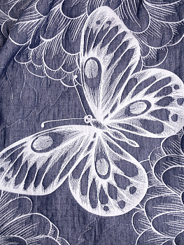 Покрывало 200х240см DE'NASTIA Бабочки 3слоя синее жаккард 55% хлопок 45% полиэстер 000000000001207622