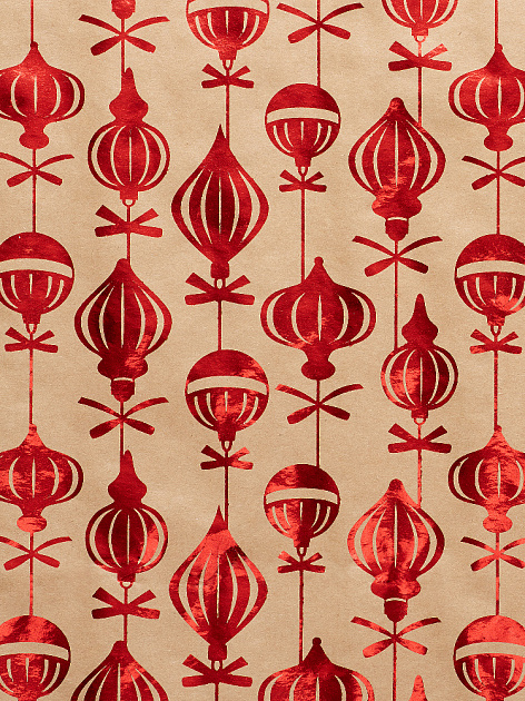 Крафт бумага Красные шары в листах размером 100*70 см, немелованная, с полноцветным декоративным рисунком, плотность 60 г/м2, сверну 000000000001179927