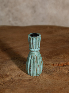 Подсвечник 5x5x13см DE'NASTIA бирюзовый дерево манго 000000000001230455