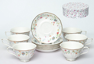 Набор чайный 12шт 6чаш250мл/6блюдец фарфор Патриция подарочная упаковка Золото Balsford 174-42001 000000000001197932