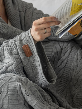 Плед с рукавами 160x160см DE'NASTIA серый акрил 000000000001218620