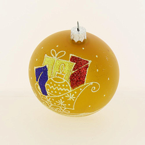 Декоративное украшение Шар 4,5 D8,5см БИРЮСИНКА Санки стекло 000000000001110897