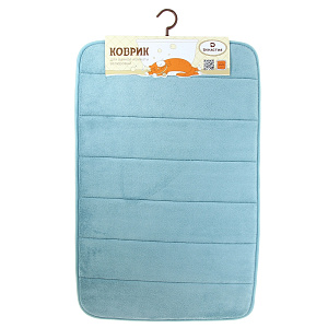 Коврик для ванной горх DE'NASTIA 45х70см memor голубой полиэфир M111126 000000000001154565