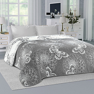 Покрывало 260х260см DE'NASTIA Бабочки 3слоя серое жаккард 55% хлопок 45% полиэстер 000000000001207620