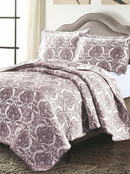 Покрывало 200х240см DE'NASTIA 3слоя бордовое орнамент2 жаккард 55%хлопок 45%полиэстер 000000000001189548