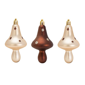 Декоративное украшение Набор 3шт 9см Грибы серия Бронзовая микс пластик 000000000001224108