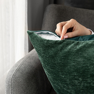Наволочка декоративная 45х45см DE'NASTIA на молнии зеленый велюр меланж полиэстер 000000000001226960